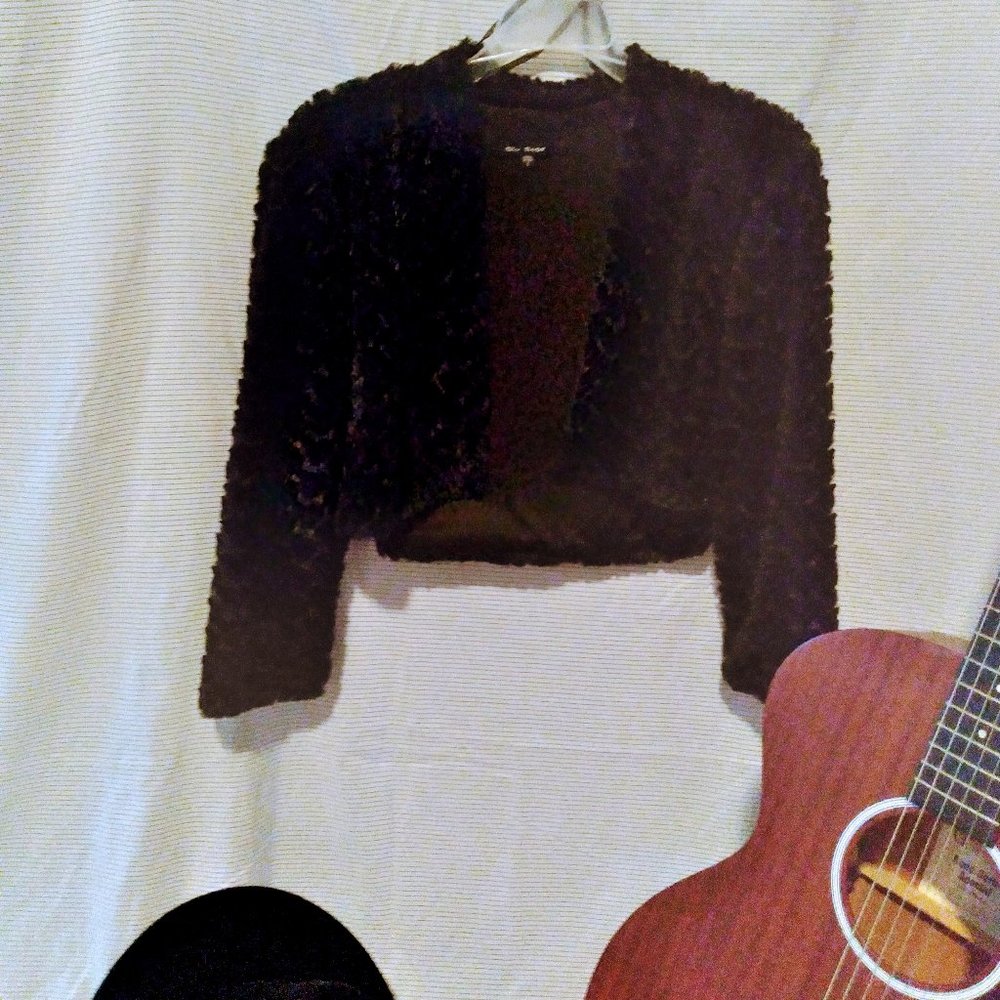 Blu Sage, Large, Black Faux Fir Jacket